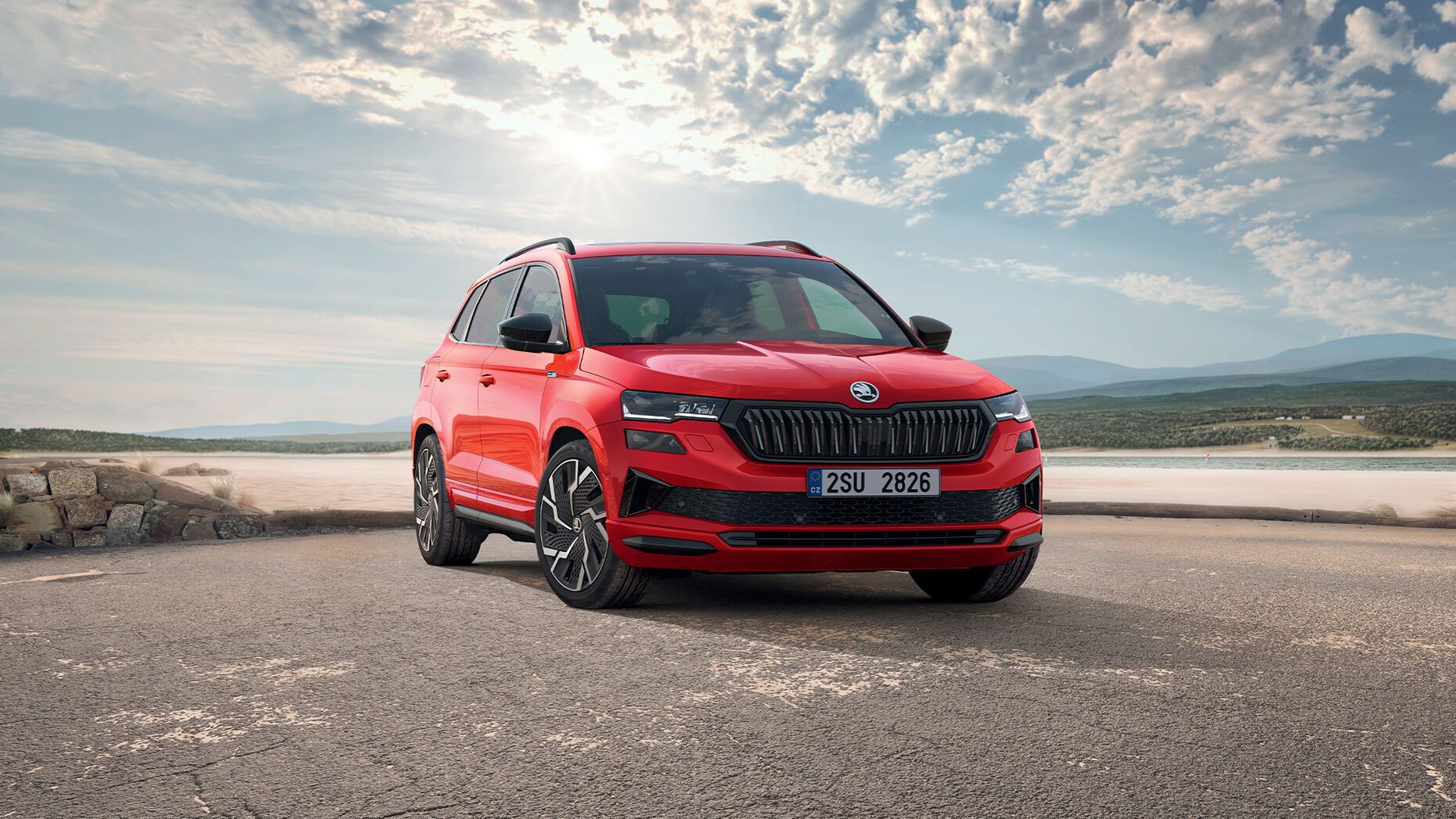 Eine Abbildung der Funktionsweise der dynamischen Fahrwerksregelung im Škoda Karoq Sportline