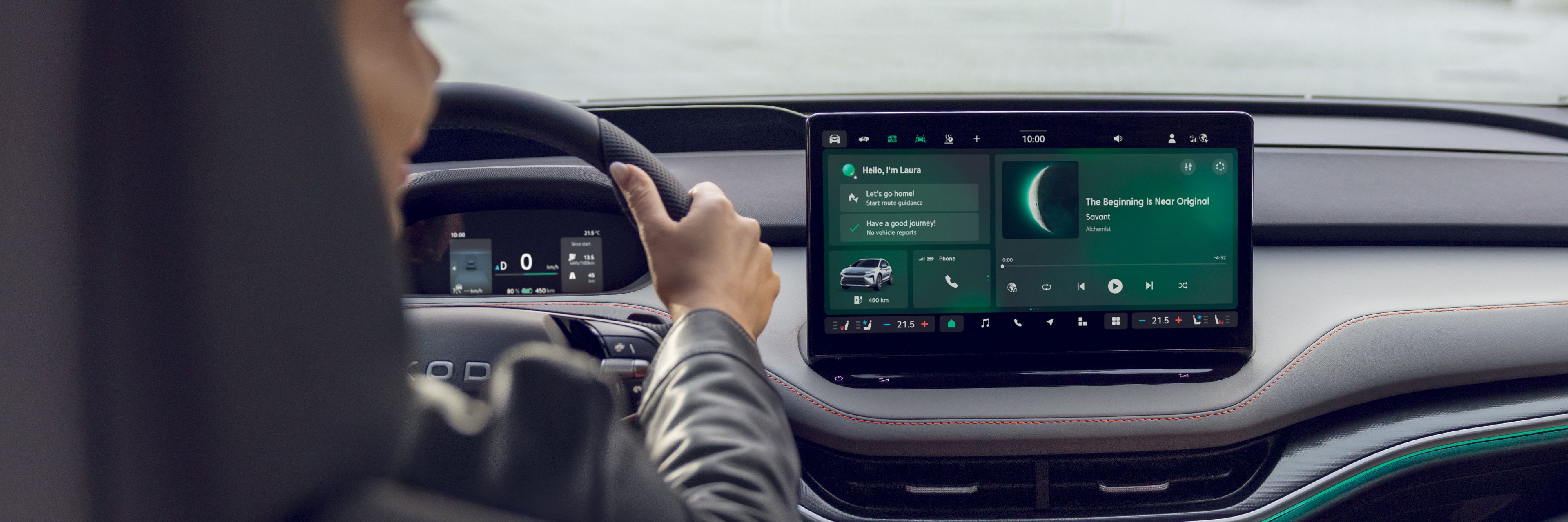 Blick auf das Touch Display in einem Škoda.