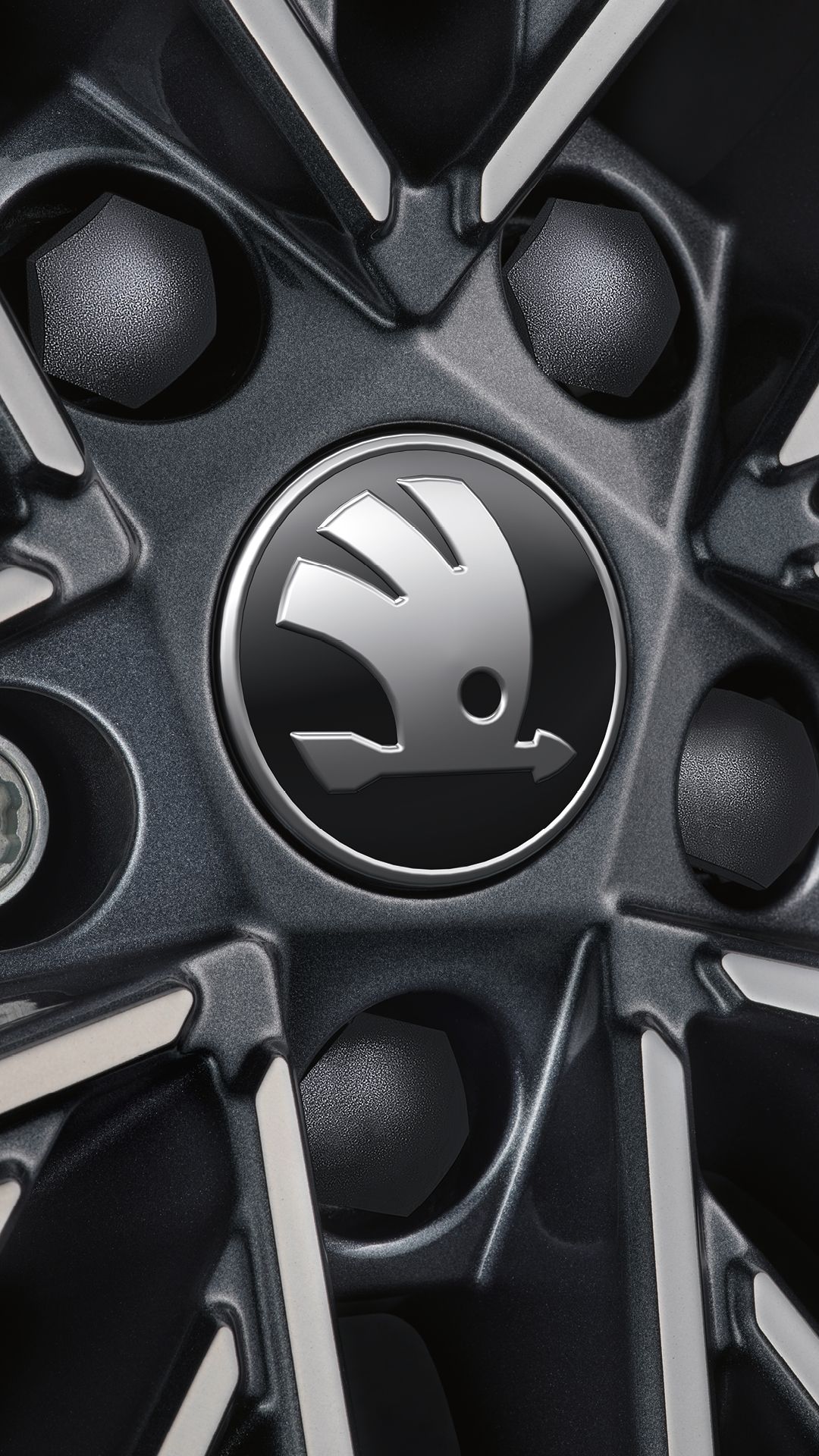 Fokusansicht einer Škoda Leichtmetallfelge.