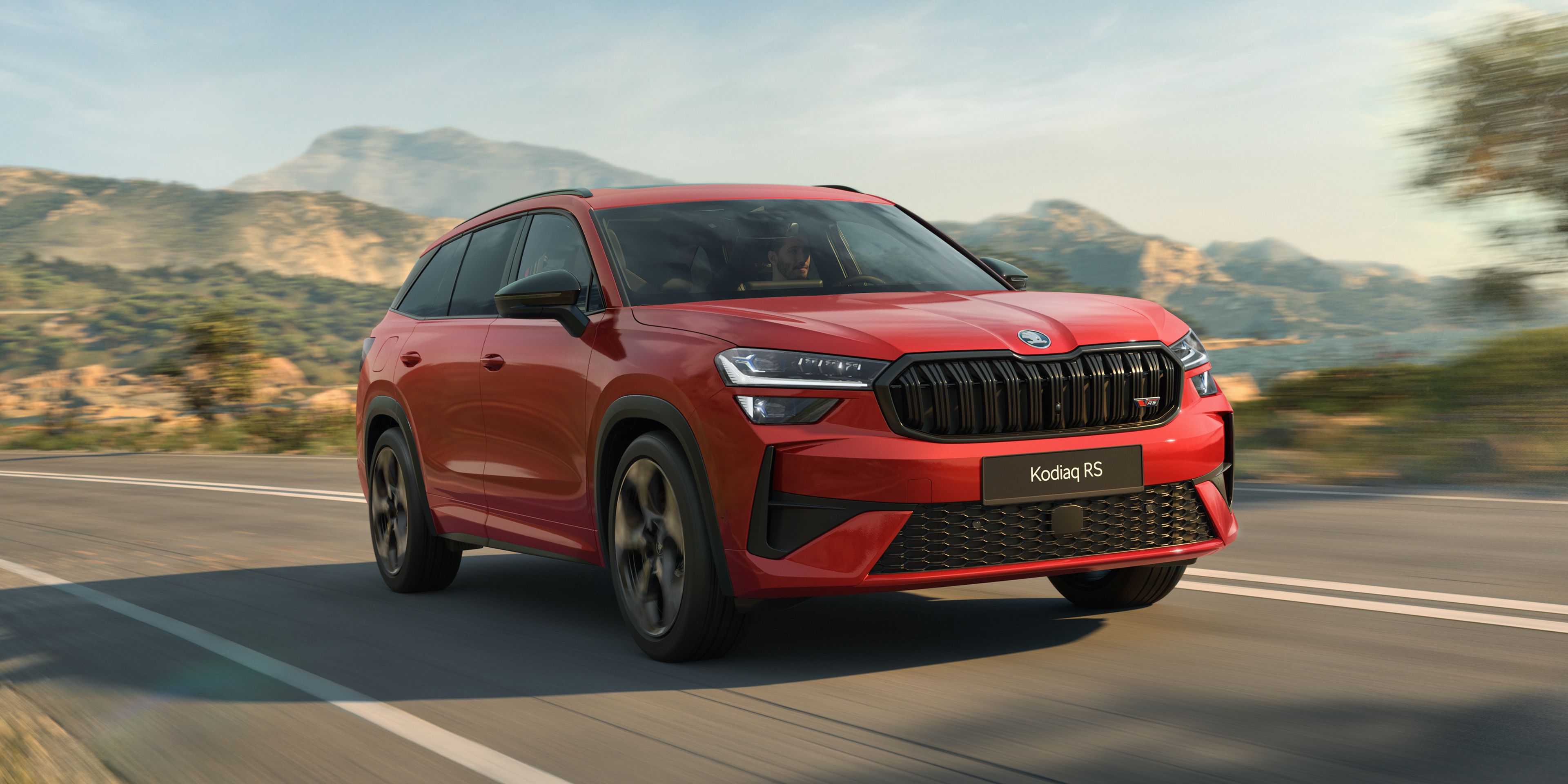 Škoda Kodiaq RS vista frontal em movimento