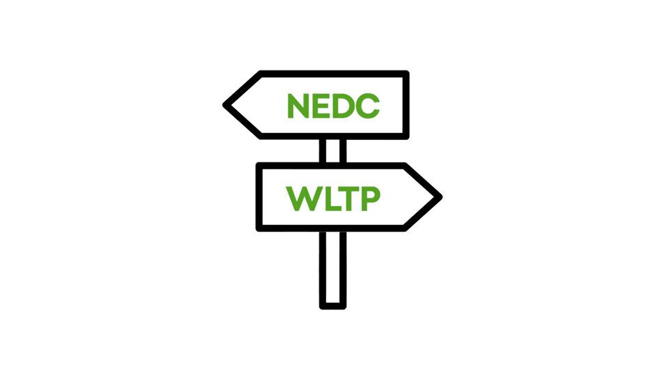 Ícone com placa de direção NEDC e WLTP 