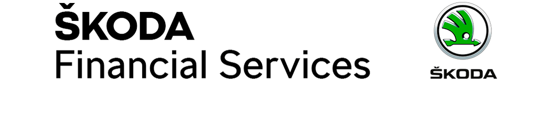 Logótipo do ŠKODA Financial Services num fundo branco 