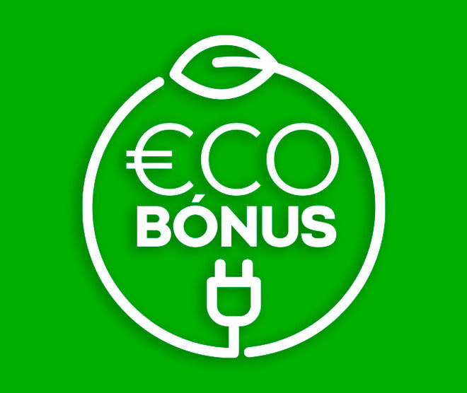 Logótipo Eco Bónus da ŠKODA com fundo verde 